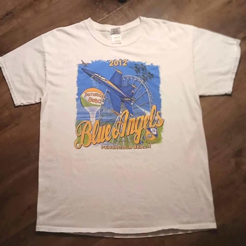 Vintage Y2K 2012 U.S. Blue Angels Pensacola Beach Air Show Graphic Tee Size L